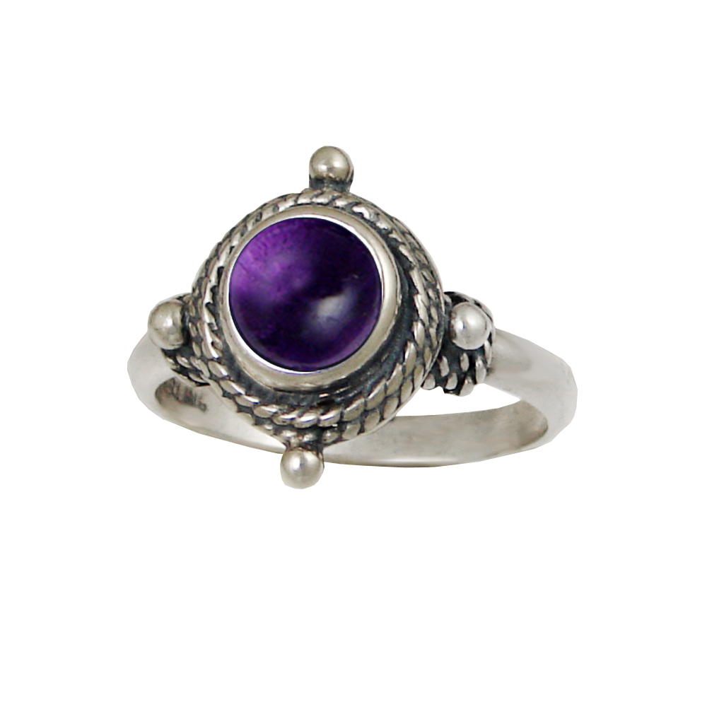 Sterling Silver Gemstone Ring With Amethyst Size 6